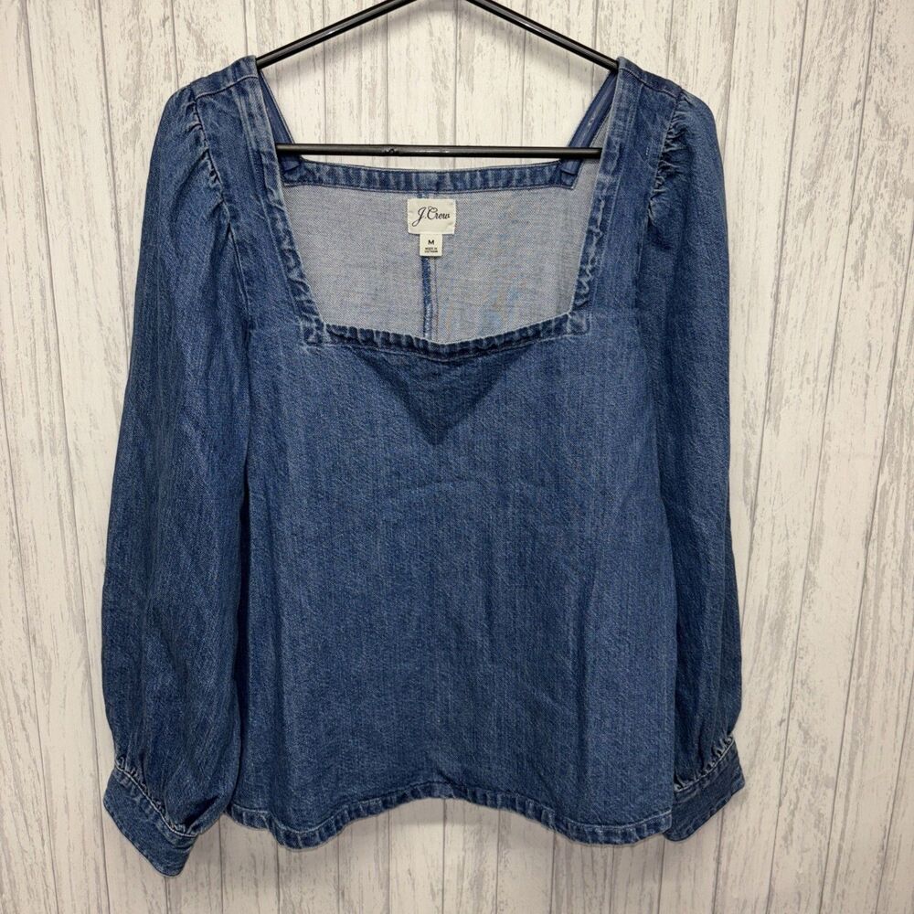 Womens Size M J.Crew Chambray Denim Top EUC